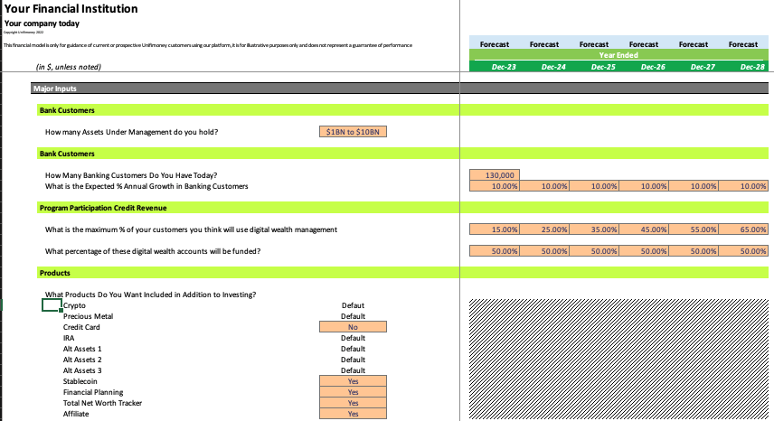 Example of a bank input model